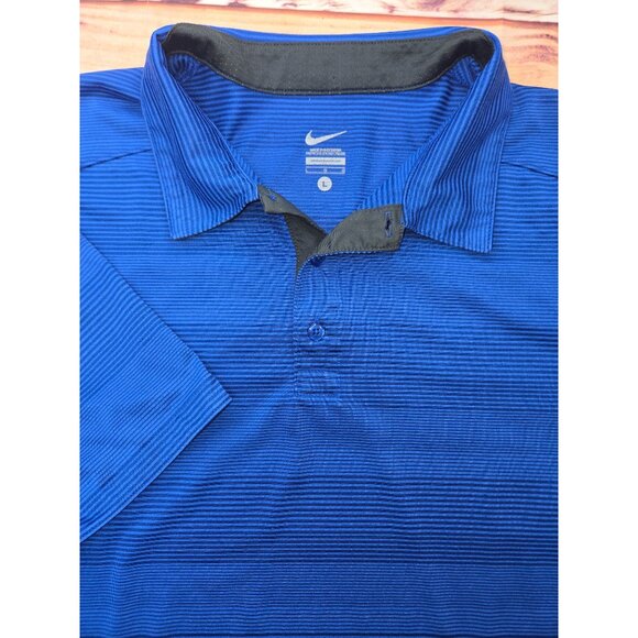 Niked Dri-Fit Mens Large Polo Blue Striped - Picture 4 of 7